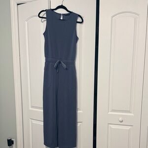 Sleeveless Tie-Waist Jumpsuit - Blue